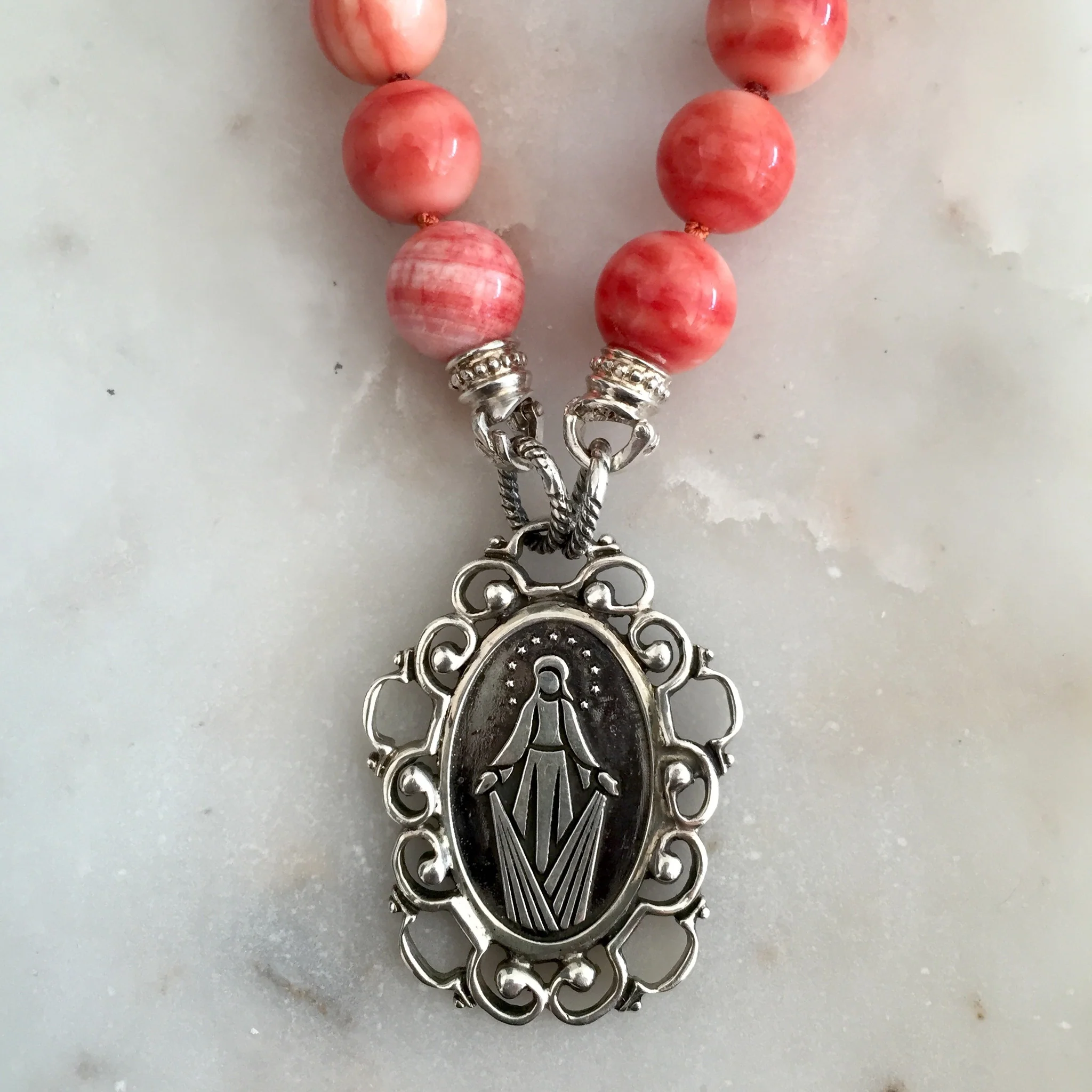 Arabesque Oval Miraculous Medal Pendant - Image 5