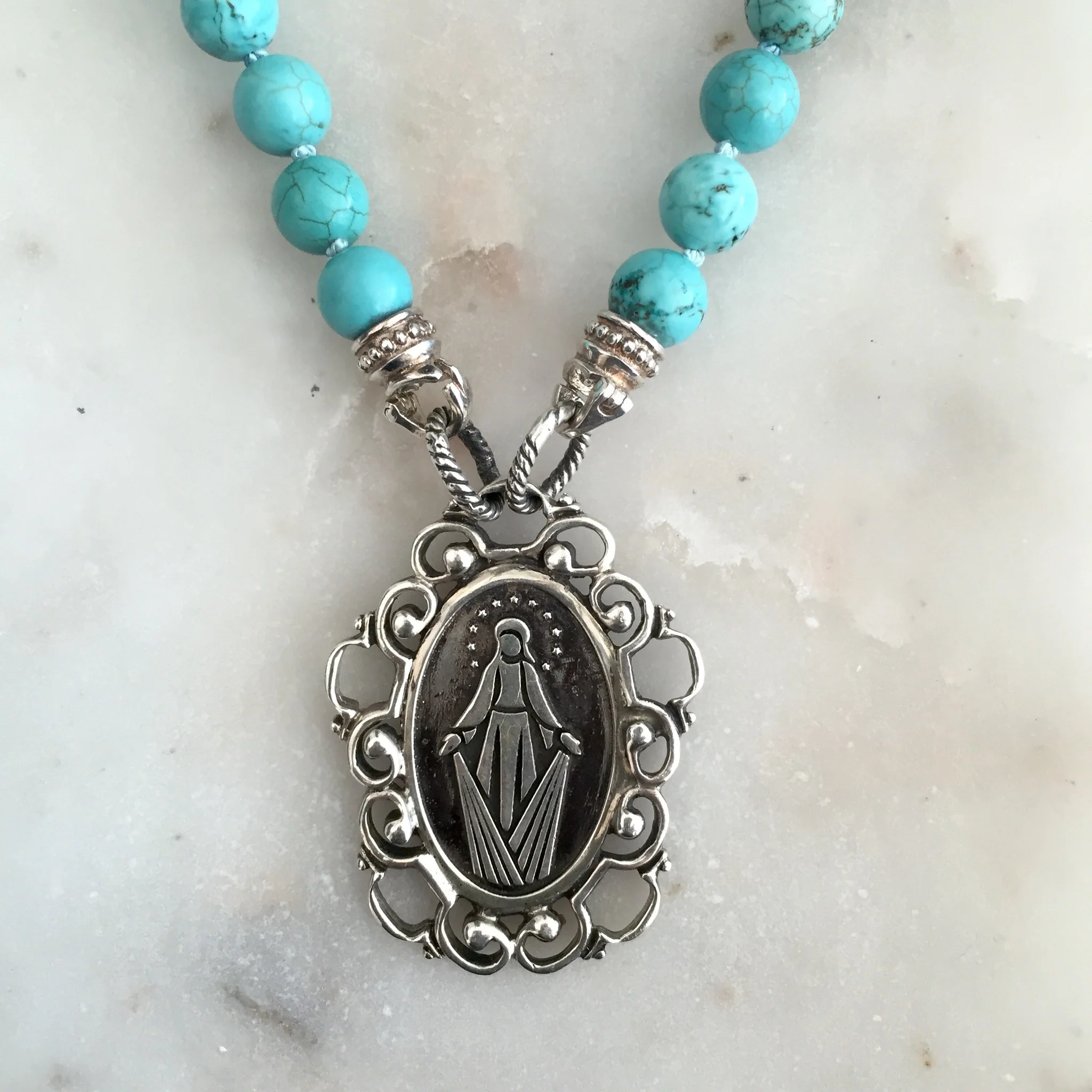 Arabesque Oval Miraculous Medal Pendant - Image 6