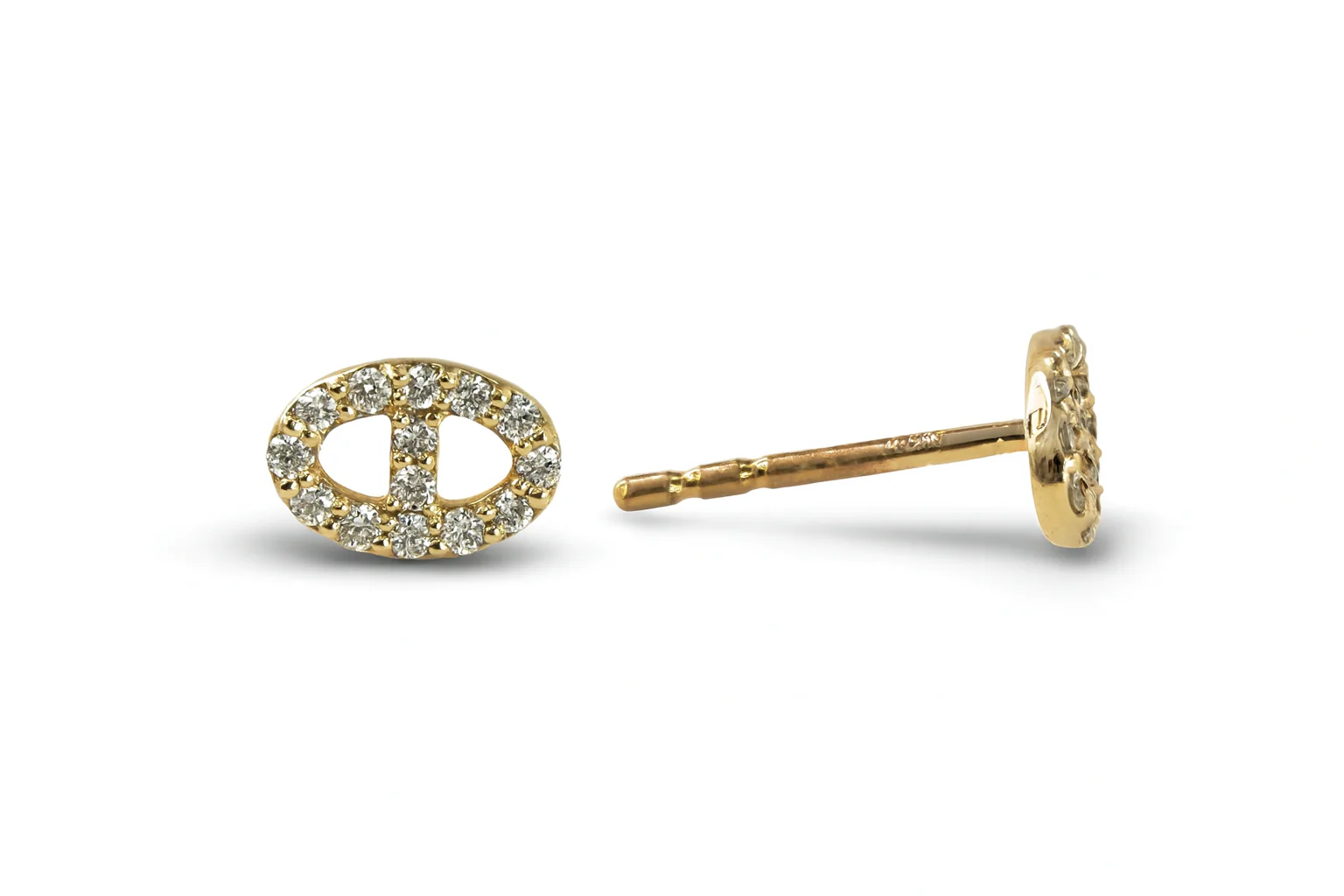 Diamond Mariner Link Earrings 14K - Image 3