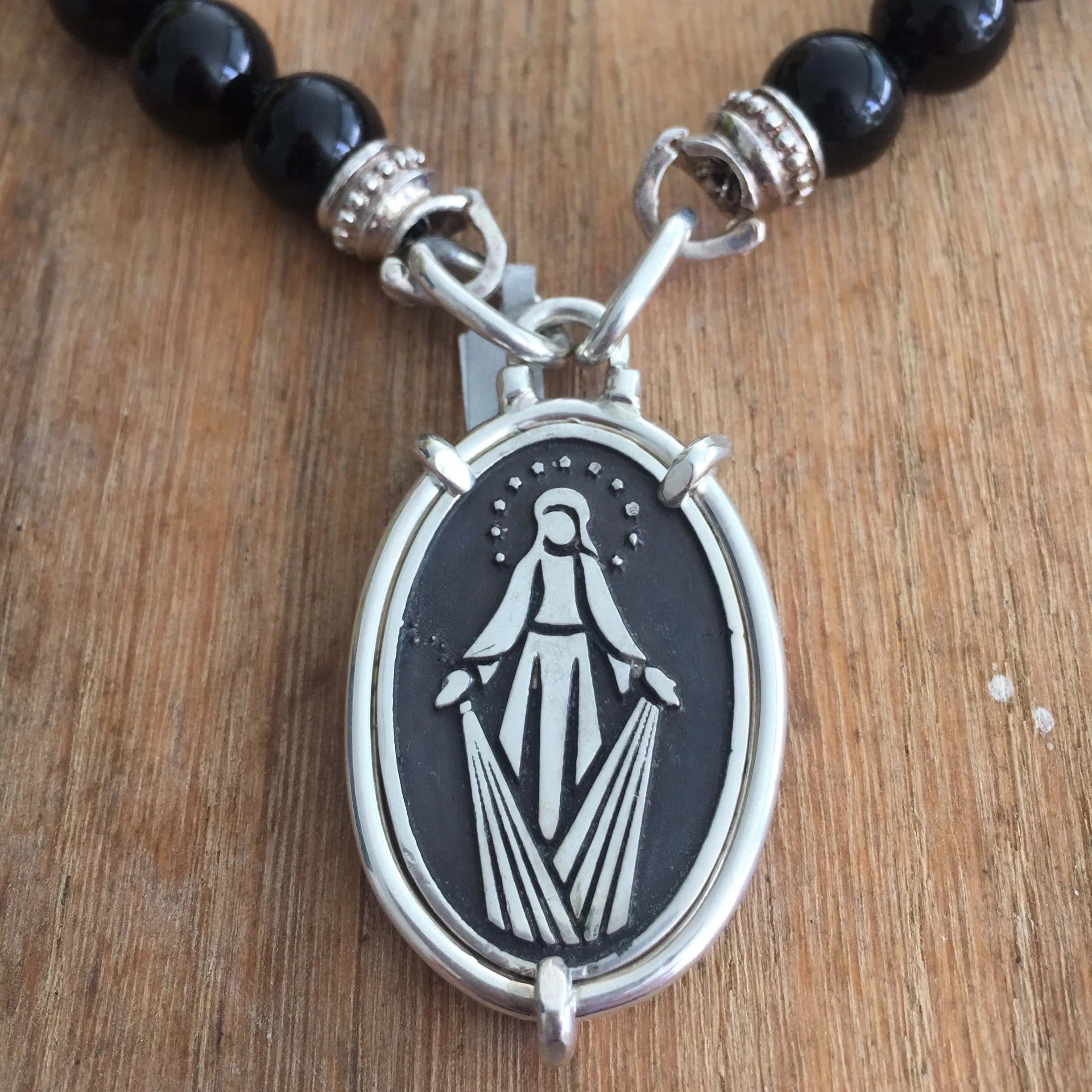 Oval Miraculous Virgen Medal Pendant - Image 3
